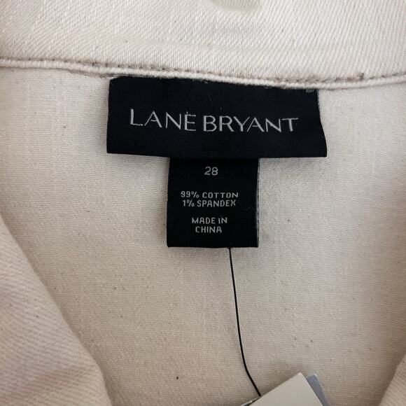 Lane Bryant Women’s Ivory Jean Jacket Snap Closure Bomber Biker Plus Size 28 - Picture 12 of 15